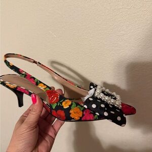 Betsey Johnson Floral and Polka Dot heel